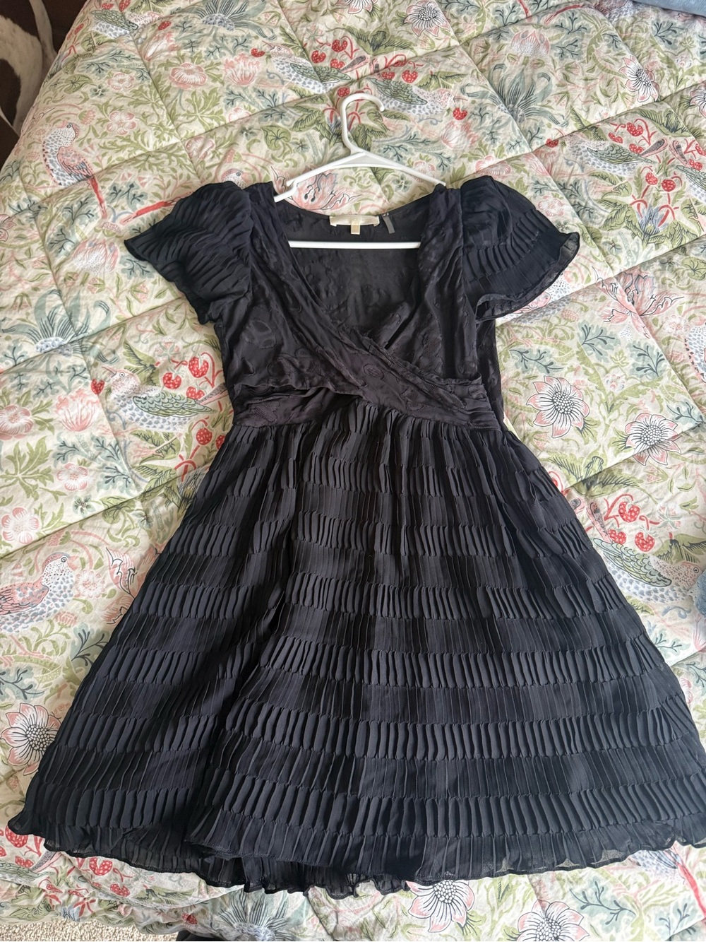 LoveShackFancy Black Pleated Mini Dress
